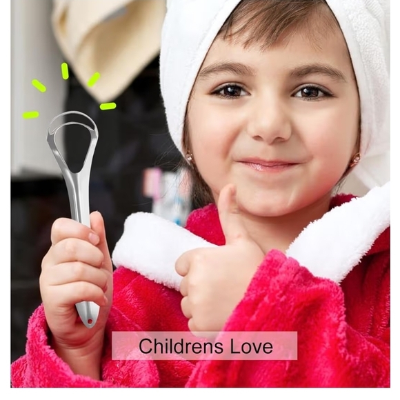 Metal tongue scraper for adults and children, stainless steel tongue cleaner - Picture 5 of 8